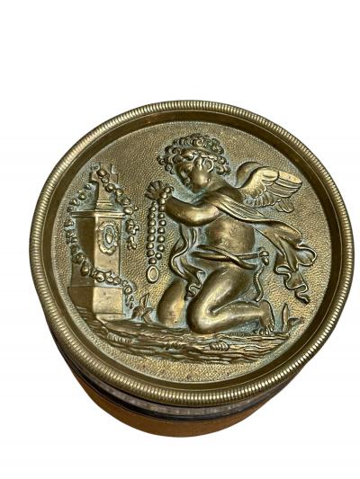  Herm s 1970s Suede and silver plated putti box by Herm s