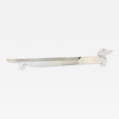  Herm s 1970s rare dachshund silver plated letter opener by Herm s