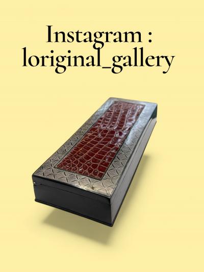 Herm s 1980s Crocodile skin and metal box by Herm s Paris