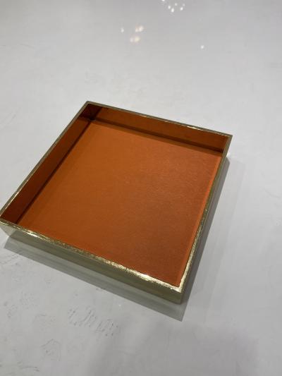  Herm s 1980s Gilt metal and orange leather vide poche by Herm s