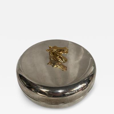 Herm s 1980s Silver plated and bronze decorative box by Herm s