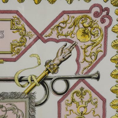  Herm s A fine framed Herm s 90 silk square of Ludvicus Magnus Louis XIV 