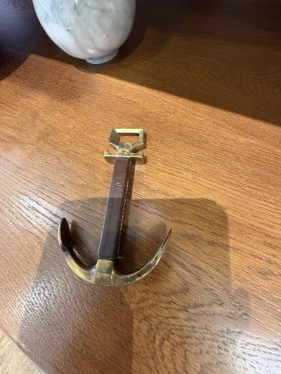  Herm s Anchor in bronze and stitched leather Bottle opener and corkscrew by Herm s