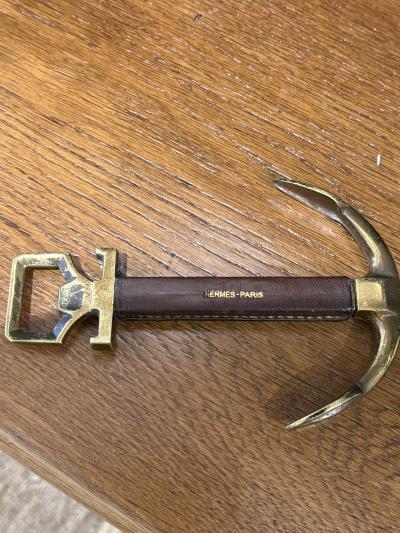  Herm s Anchor in bronze and stitched leather Bottle opener and corkscrew by Herm s