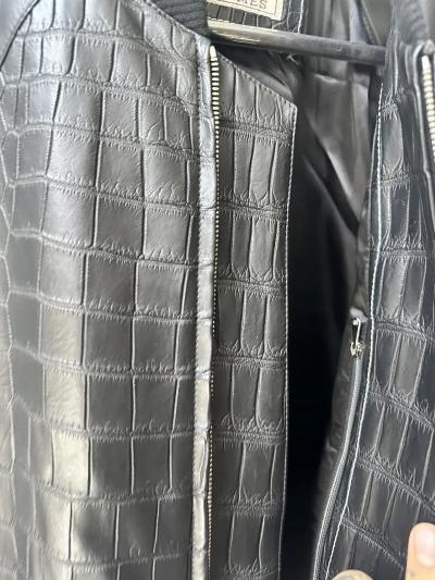  Herm s HERMES 1 1 CROCODILE LEATHER JACKET BLACK