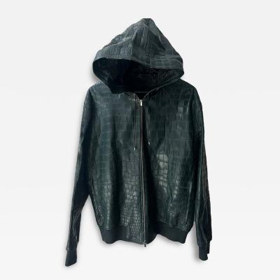 Herm s HERMES 1 1 FULL CROCODILE SILK LINED JACKET GREEN