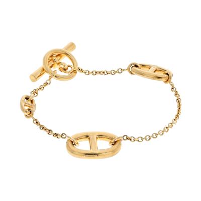  Herm s HERMES 18K ROSE GOLD FARANDOLE CHAIN BRACELET