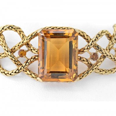  Herm s HERMES 18K YELLOW GOLD 61 50CTTW CITRINE BRAIDED CHOKER NECKLACE