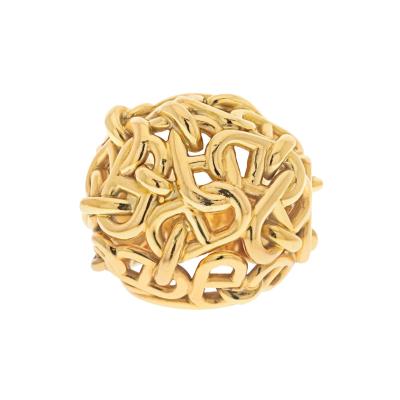  Herm s HERMES 18K YELLOW GOLD CHA NE DANCRE DOME COCKTAIL RING