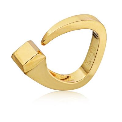  Herm s HERMES 18K YELLOW GOLD TWISTED NAIL RING
