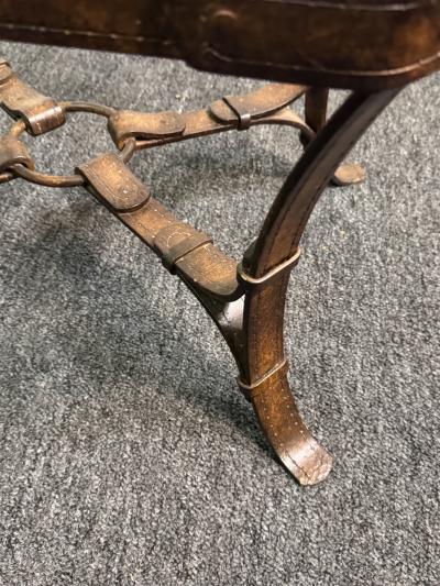  Herm s HERMES METAL LEATHER EQUESTRIAN STRAP TABLE