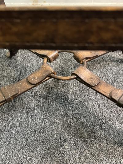  Herm s HERMES METAL LEATHER EQUESTRIAN STRAP TABLE