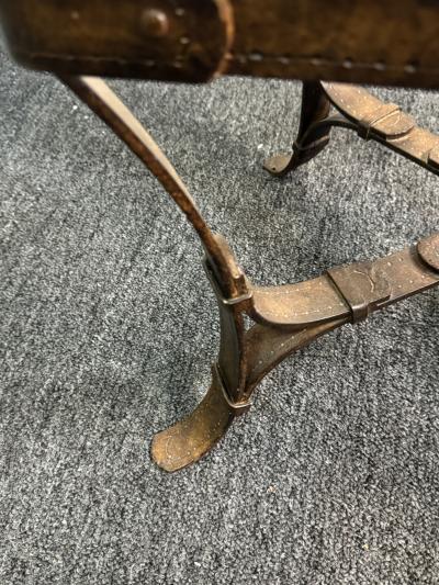 Herm s HERMES METAL LEATHER EQUESTRIAN STRAP TABLE