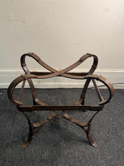  Herm s HERMES METAL LEATHER EQUESTRIAN STRAP TABLE