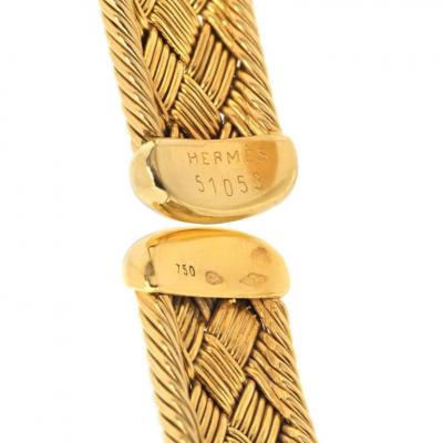  Herm s HERMES WOVEN 18K YELLOW GOLD COLLAR NECKLACE