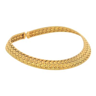  Herm s HERMES WOVEN 18K YELLOW GOLD COLLAR NECKLACE