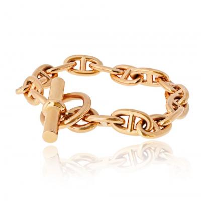  Herm s Hermes 18K Rose Gold 16 Link Medium Model Toggle Bracelet