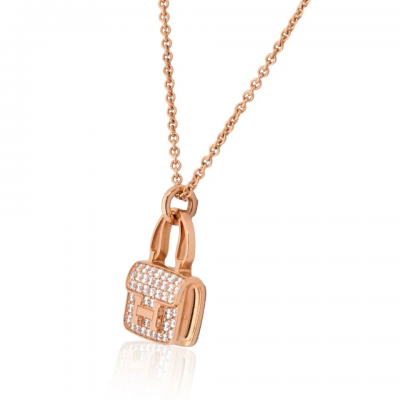 Herm s Hermes 18K Rose Gold Amulettes Constance Pendant Necklace