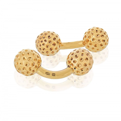  Herm s Hermes 18K Yellow Gold Golf Ball Cuff Links