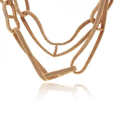  Herm s Hermes 18K Yellow Gold Link Chain Necklace