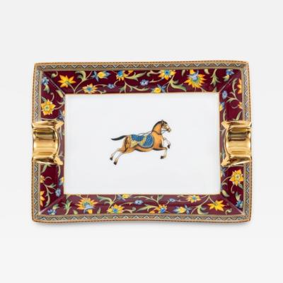  Herm s Hermes Paris Cheval DOrient Porcelain Cigar Ashtray in Maroon