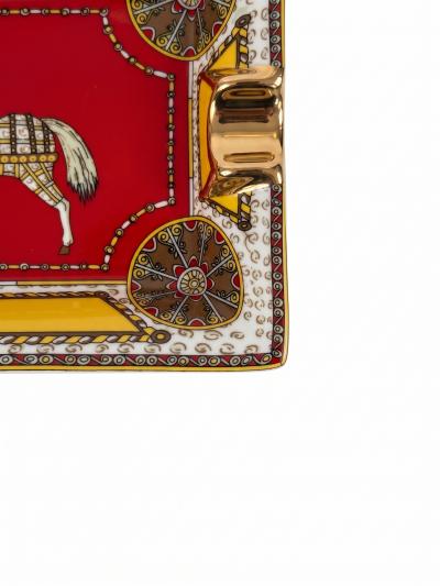  Herm s Hermes Paris Cheval DOrient Porcelain Cigar Ashtray in Red and Gold