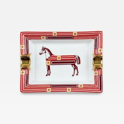  Herm s Hermes Paris Cheval DOrient Porcelain Cigar Ashtray with Stripes