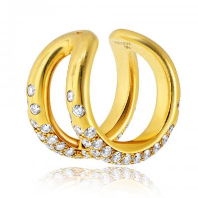  Herm s Hermes Pave 18K Yellow Gold H Diamond Ring