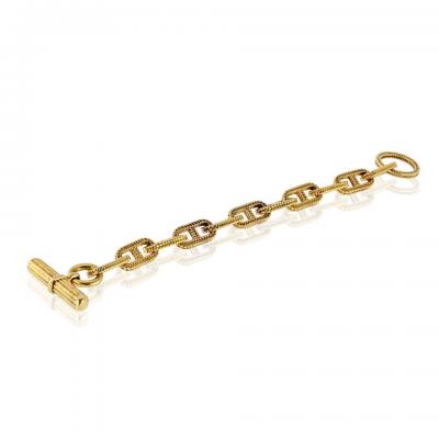  Herm s Hermes Toggle 18K Yellow Gold Chain DAncre Bracelet