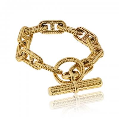  Herm s Hermes Toggle 18K Yellow Gold Chain DAncre Bracelet