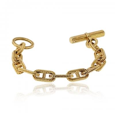  Herm s Hermes Toggle 18K Yellow Gold Chain DAncre Bracelet