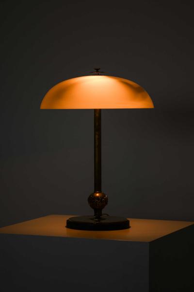  Herman Bergmans Foundry Art Deco Table Lamp in Brass Glass and Wood by Herman Bergmans Foundry 1930s