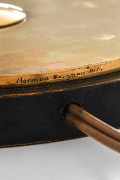  Herman Bergmans Foundry Art Deco Table Lamp in Brass Glass and Wood by Herman Bergmans Foundry 1930s