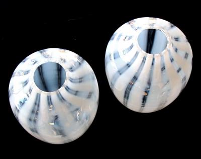  Hessen Glaswerke A large scaled pair of Hessen Glaswerke white striated ovoid vases