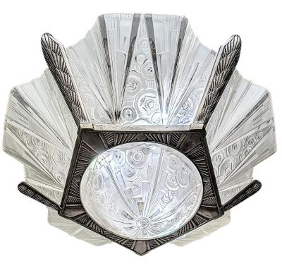  Hettier et Vincent French Art Deco Chandelier Signed by Hettier Vincent