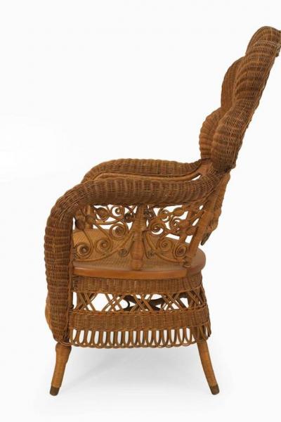  Heywood Wakefield 19th c Heywood Brothers Fanned Back Wicker Armchair