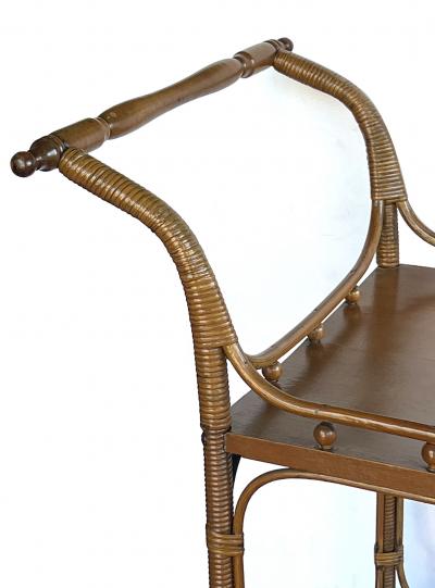  Heywood Wakefield An Early Heywood Wakefield Wicker and Wood Drinks Bar Cart circa 1910