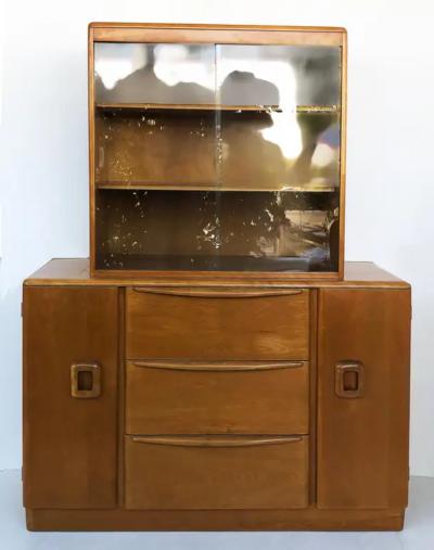  Heywood Wakefield Co Mid Century Heywood Wakefield Hutch on Credenza 1950s