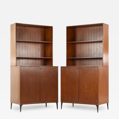  Heywood Wakefield Heywood Wakefield Contessa Mid Century 2 Door Cabinet with Hutch Pair