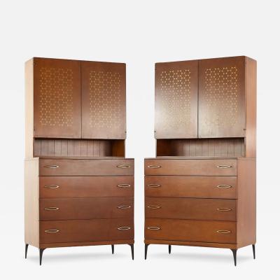  Heywood Wakefield Heywood Wakefield Contessa Mid Century 4 Drawer Cabinet with Hutch Pair