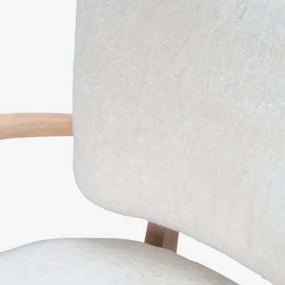  Heywood Wakefield Heywood Wakefield M340C Arm Lounge Chairs in Natural Lambswool Pair