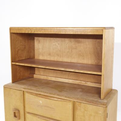  Heywood Wakefield Heywood Wakefield Mid Century Maple Wheat Credenza and Hutch