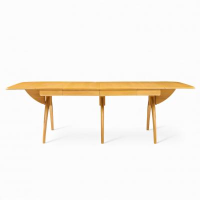  Heywood Wakefield Heywood Wakefield Mid Century Wheat Wishbone Expanding Dining Table 2 Leaves