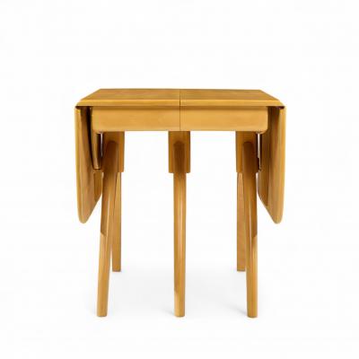  Heywood Wakefield Heywood Wakefield Mid Century Wheat Wishbone Expanding Dining Table 2 Leaves