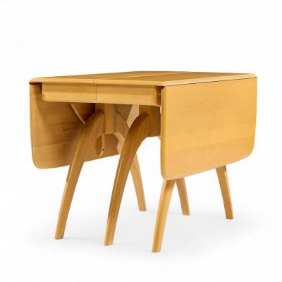  Heywood Wakefield Heywood Wakefield Mid Century Wheat Wishbone Expanding Dining Table 2 Leaves