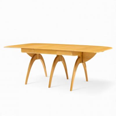  Heywood Wakefield Heywood Wakefield Mid Century Wheat Wishbone Expanding Dining Table 2 Leaves