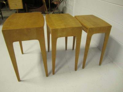  Heywood Wakefield Rare Set of Heywood Wakefield Solid Maple Mid Century Modern Nesting Tables