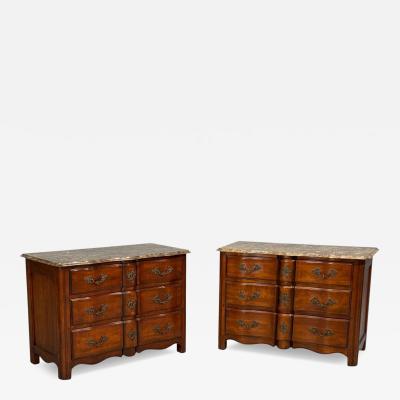  Hickory Chair Co Hickory Chair Louis XV Style Commodes Wood Brass Marble USA 1980s