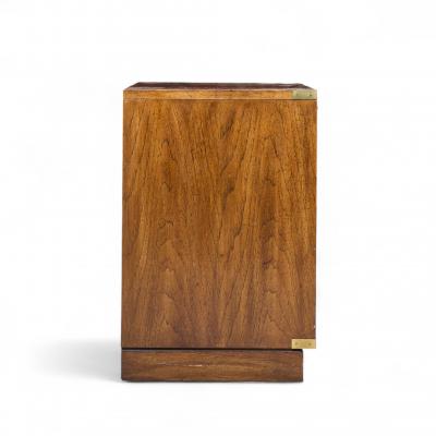 Hickory Manufacturing Co Hickory Manufacturing Mid Century Burlwood and Brass Nightstands Pair