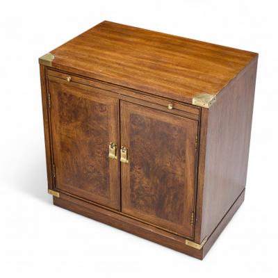 Hickory Manufacturing Co Hickory Manufacturing Mid Century Burlwood and Brass Nightstands Pair